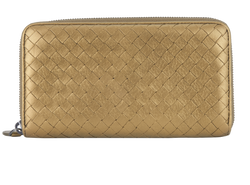 Bottega Veneta Intrecciato Zip-Around Long Wallet,Lthr,Gld,B022754252S,3*
